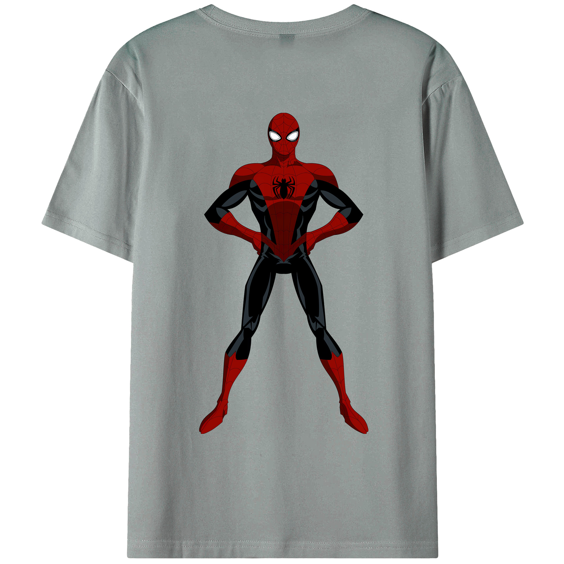 （画像用） Spider Man スパイダーマン 綿100％ メンズ半袖Tシャツ（バックプリント） 通気性